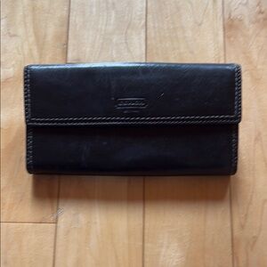 Coach Black Leather Wallet with Flap-Over Design